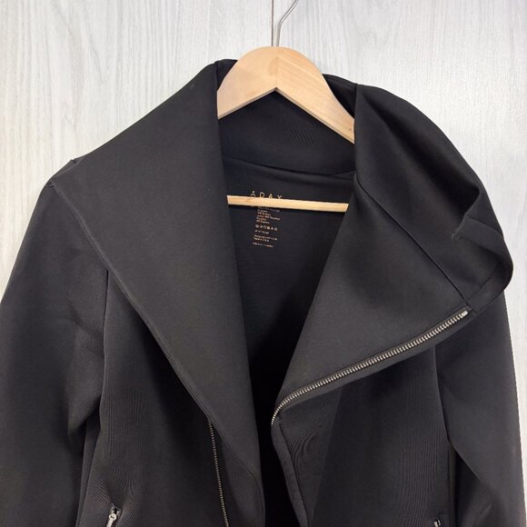 ADAY Jacket Up In The Air Asymmetrical Scuba Jersey Moto Zip Black - Picture 6 of 8